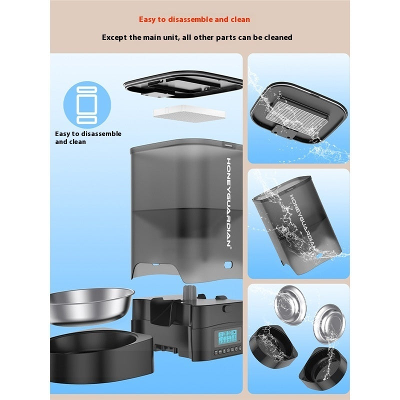 HKM-5930045 Automatic Pet Feeder for Cats - 3.5L and 5L Options with Double and Single Bowls