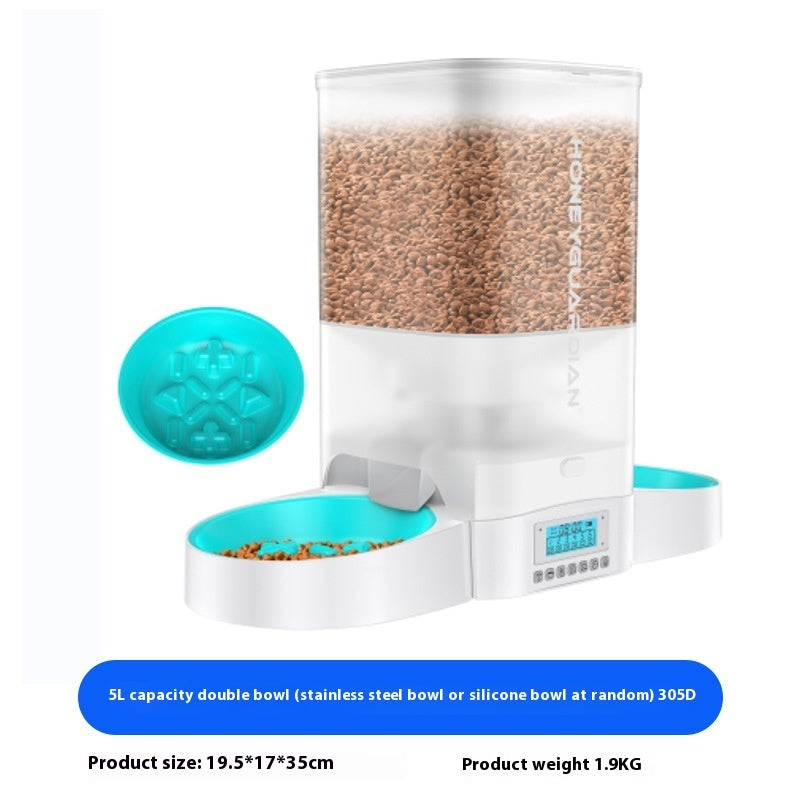 HKM-5930045 Automatic Pet Feeder for Cats - 3.5L and 5L Options with Double and Single Bowls