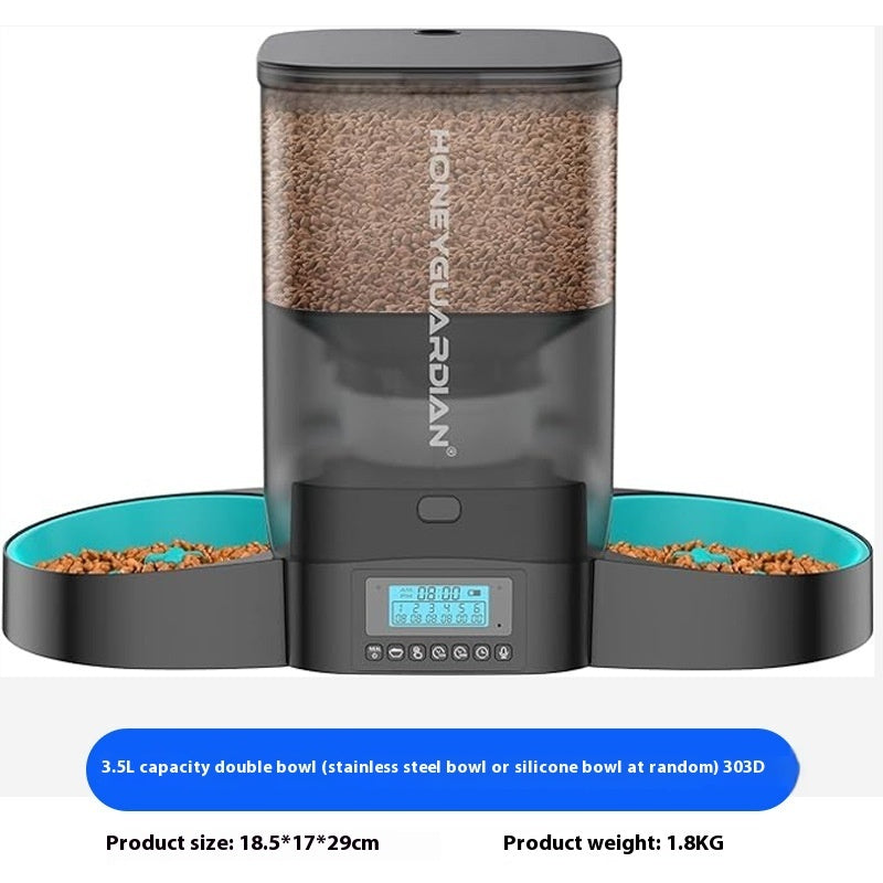 HKM-5930045 Automatic Pet Feeder for Cats - 3.5L and 5L Options with Double and Single Bowls