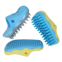 HKM-5931069 Pet Bath Massage Brush for Dogs - TPR Cleaning Tool with Quincuncial and Pointed Heads in Blue and Yellow