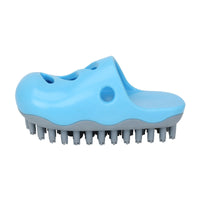 HKM-5931069 Pet Bath Massage Brush for Dogs - TPR Cleaning Tool with Quincuncial and Pointed Heads in Blue and Yellow