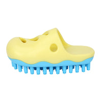 HKM-5931069 Pet Bath Massage Brush for Dogs - TPR Cleaning Tool with Quincuncial and Pointed Heads in Blue and Yellow