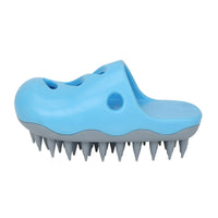 HKM-5931069 Pet Bath Massage Brush for Dogs - TPR Cleaning Tool with Quincuncial and Pointed Heads in Blue and Yellow