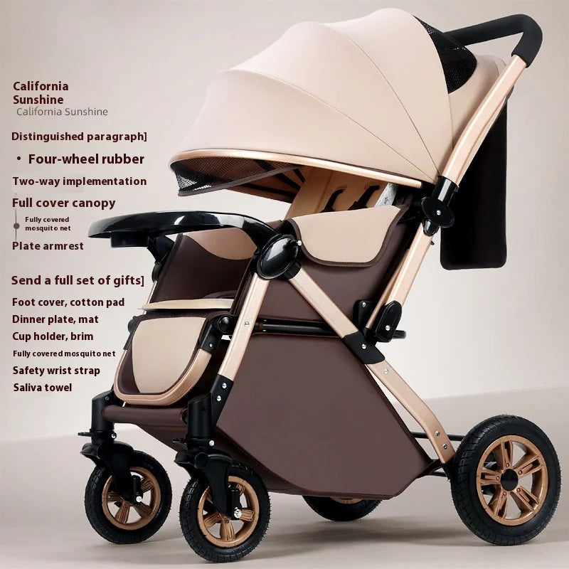 HKM-593107 Foldable Stainless Steel Two-Way Stroller with Armrest for Easy Travel