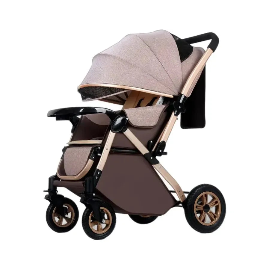 HKM-593107 Foldable Stainless Steel Two-Way Stroller with Armrest for Easy Travel