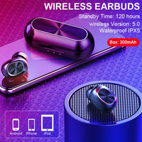 HKM-593107 Wireless Bluetooth 5.0 In-Ear Headset with Charging Case, 4 Hours Playtime, IPX5 Waterproof