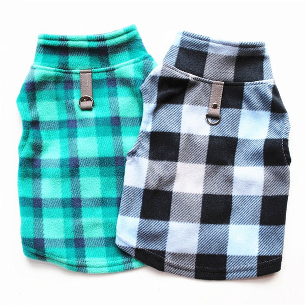 HKM-5931325 Plaid Fleece Pet Sweater - Cozy and Stylish Outfit for Dogs and Cats