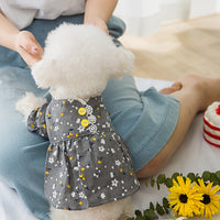 HKM-5932605 Floral Puff Sleeve Skirt for Small Dogs and Cats - Comfortable and Breathable Woven Fabric