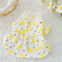 HKM-5932605 Floral Puff Sleeve Skirt for Small Dogs and Cats - Comfortable and Breathable Woven Fabric