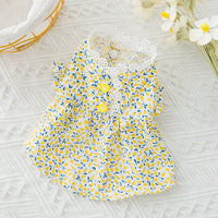 HKM-5932605 Floral Puff Sleeve Skirt for Small Dogs and Cats - Comfortable and Breathable Woven Fabric