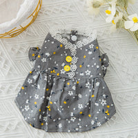 HKM-5932605 Floral Puff Sleeve Skirt for Small Dogs and Cats - Comfortable and Breathable Woven Fabric