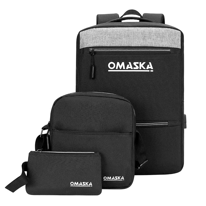 HKM-593299 Durable Waterproof Laptop Backpack with USB Charging Port and Large Capacity for Business and Travel
