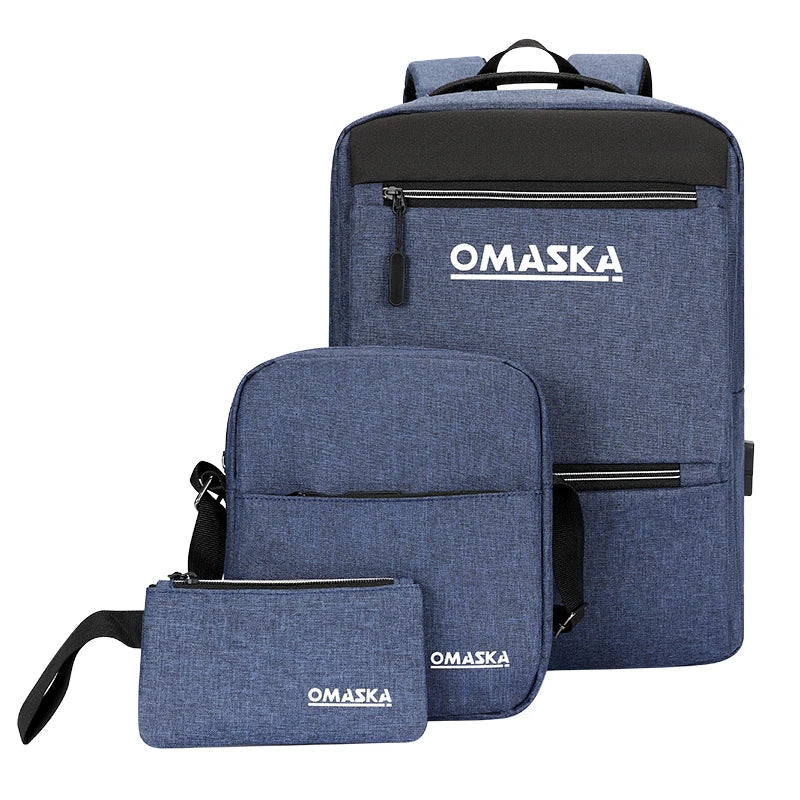 HKM-593299 Durable Waterproof Laptop Backpack with USB Charging Port and Large Capacity for Business and Travel