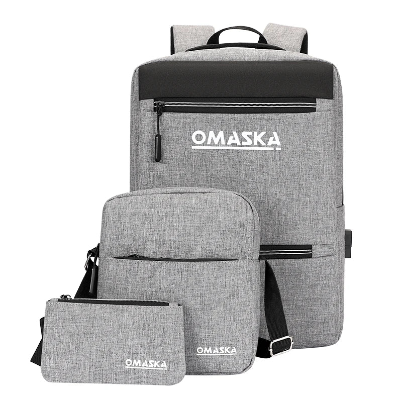HKM-593299 Durable Waterproof Laptop Backpack with USB Charging Port and Large Capacity for Business and Travel