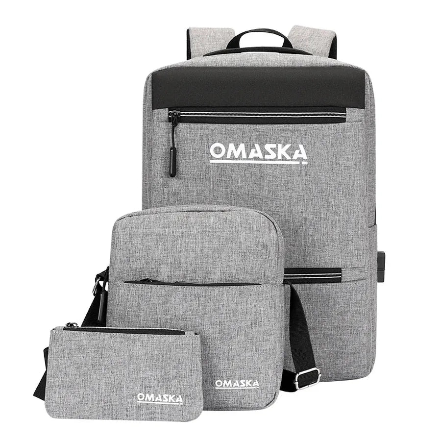 HKM-593299 Durable Waterproof Laptop Backpack with USB Charging Port and Large Capacity for Business and Travel