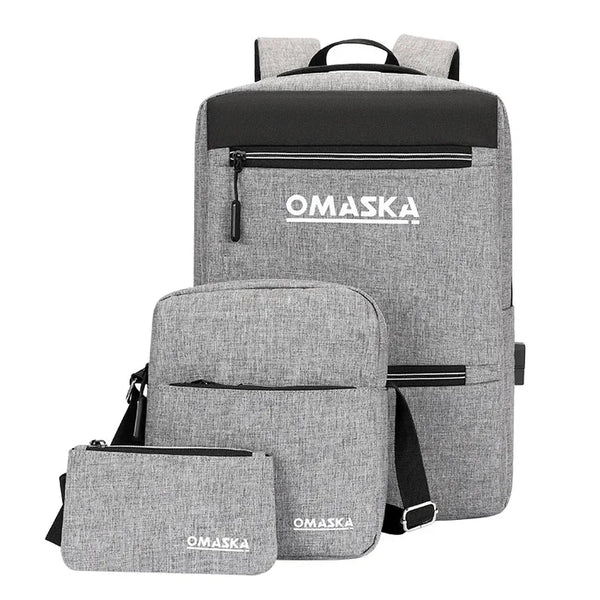 HKM-593299 Durable Waterproof Laptop Backpack with USB Charging Port and Large Capacity for Business and Travel