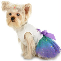 HKM-5933629 Sapphire Blue Gradient Starry Sky Pet Skirt for Small Dogs - Sizes XS to 2XL