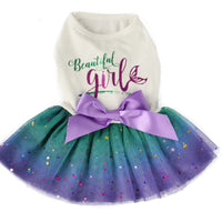 HKM-5933629 Sapphire Blue Gradient Starry Sky Pet Skirt for Small Dogs - Sizes XS to 2XL