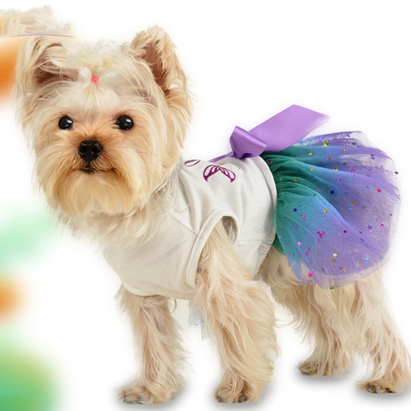 HKM-5933629 Sapphire Blue Gradient Starry Sky Pet Skirt for Small Dogs - Sizes XS to 2XL