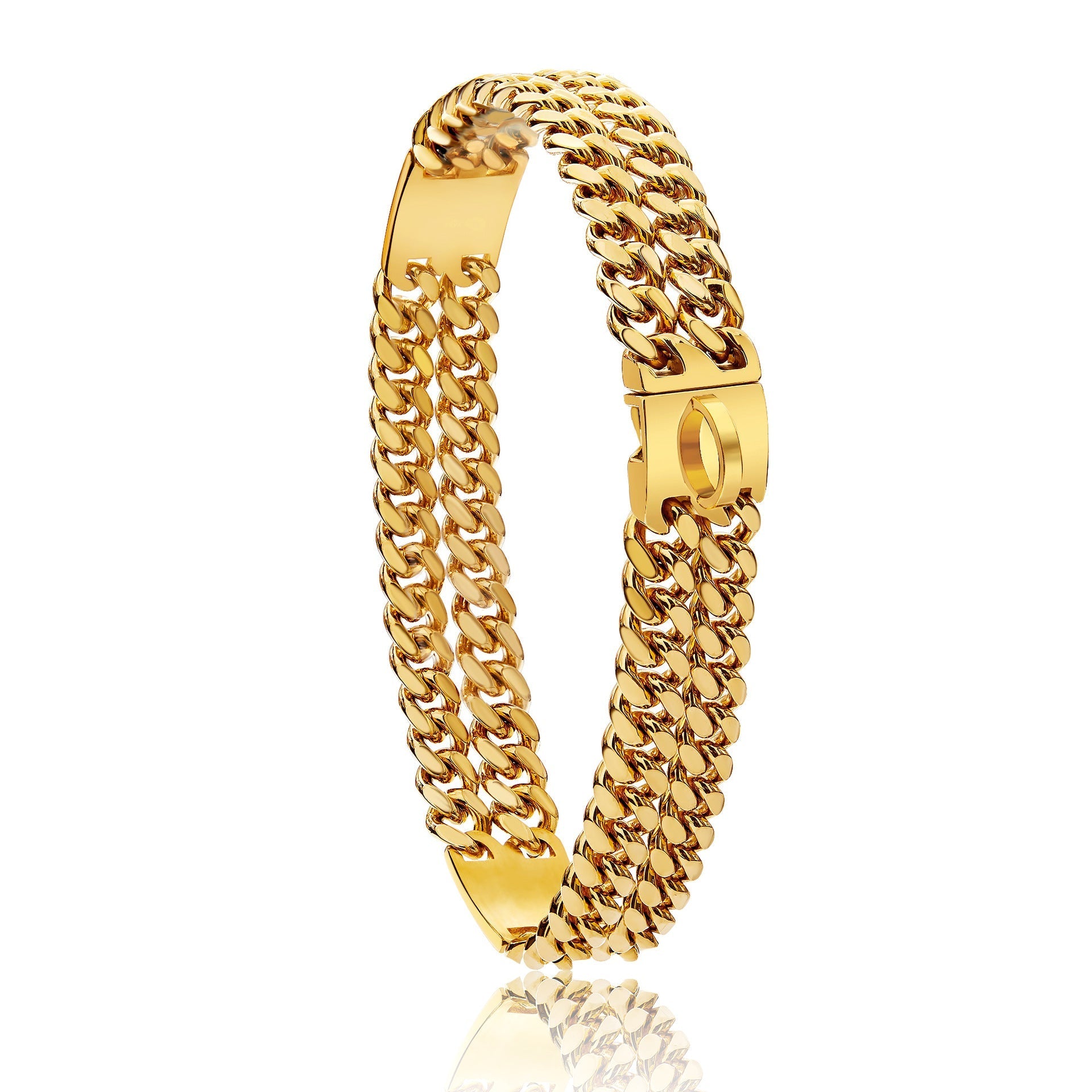 HKM-5934013 Double Row Metal Dog Chain Collar in Titanium Steel - Multiple Sizes Available