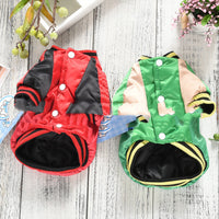 HKM-5934397 Yokosuka Samurai Satin Fabric Pet Coat ¨C Red & Green, Sizes S to 2XL