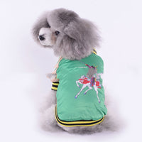 HKM-5934397 Yokosuka Samurai Satin Fabric Pet Coat ¨C Red & Green, Sizes S to 2XL