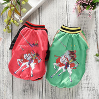 HKM-5934397 Yokosuka Samurai Satin Fabric Pet Coat ¨C Red & Green, Sizes S to 2XL