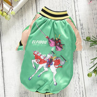 HKM-5934397 Yokosuka Samurai Satin Fabric Pet Coat ¨C Red & Green, Sizes S to 2XL