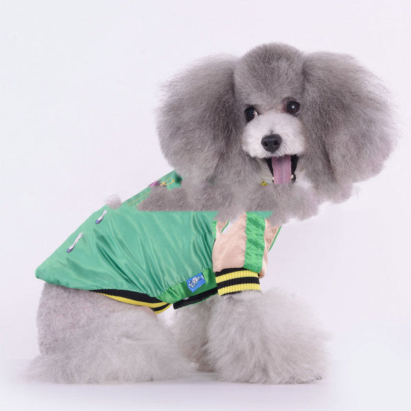 HKM-5934397 Yokosuka Samurai Satin Fabric Pet Coat ¨C Red & Green, Sizes S to 2XL