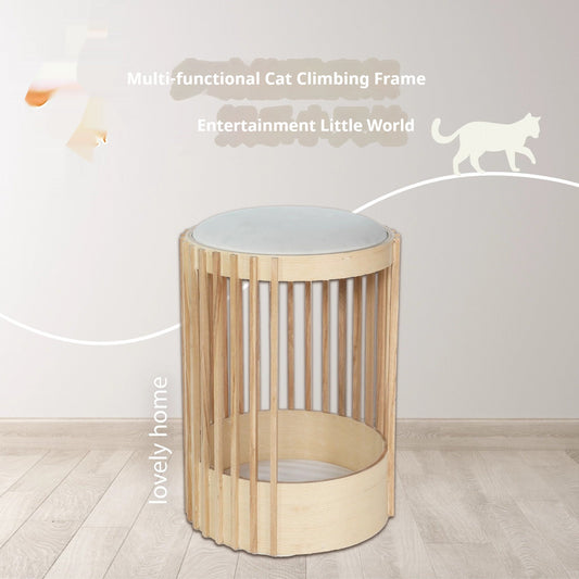 HKM-5935293 Solid Wood Cat Climbing Frame and Bed - Bite-Resistant, Simple Design, 40x60cm