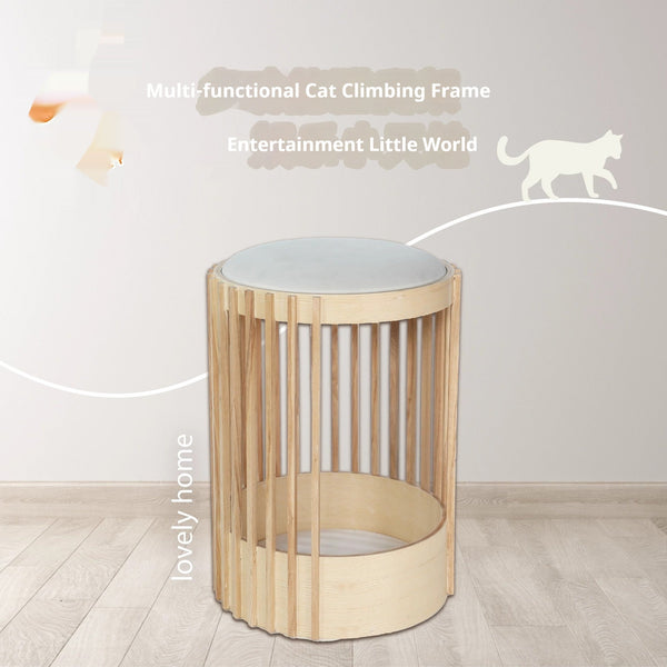 HKM-5935293 Solid Wood Cat Climbing Frame and Bed - Bite-Resistant, Simple Design, 40x60cm