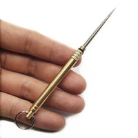 HKM-593555 Portable Brass & Titanium Alloy Toothpick in Waterproof Cylinder for Outdoor Use