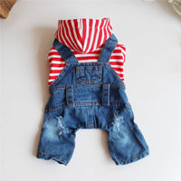 HKM-5936573 Casual Denim One-Piece Suit for Pets in Various Sizes