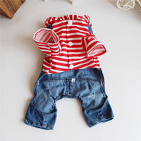 HKM-5936573 Casual Denim One-Piece Suit for Pets in Various Sizes