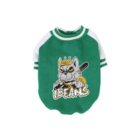 HKM-5937085 Fleece-Lined Cotton Baseball Shirt for Pets in Black and Green