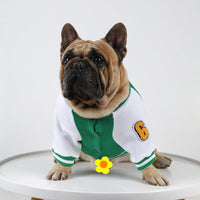 HKM-5937085 Fleece-Lined Cotton Baseball Shirt for Pets in Black and Green