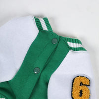 HKM-5937085 Fleece-Lined Cotton Baseball Shirt for Pets in Black and Green