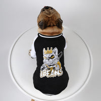 HKM-5937085 Fleece-Lined Cotton Baseball Shirt for Pets in Black and Green