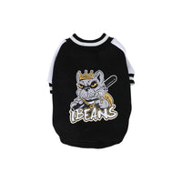 HKM-5937085 Fleece-Lined Cotton Baseball Shirt for Pets in Black and Green