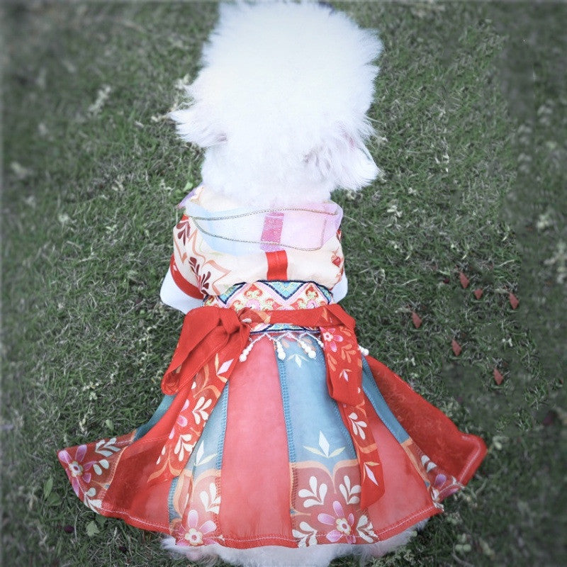 HKM-5938365 Lightweight Summer Cat Hanfu Dress in Various Sizes - Polyester Fabric