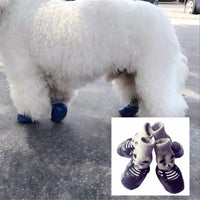 HKM-5938621 Waterproof Non-Slip Pet Shoes for Dogs and Cats - Set of 4, Cotton & Rubber, Available in Sizes S, M, L