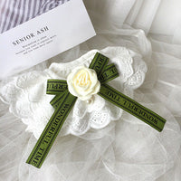 HKM-5939389 Chic Green Lace Cotton Pet Scarf for Stylish Pets - Available in XS, S, M, L, XL