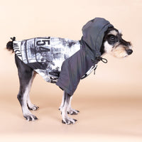 HKM-5940157 Reflective Dog Raincoat with Drawstring Hood and Colorful Sleeves, Polyester Material, Trendy Print, Available in Sizes XS-XXL