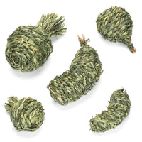 HKM-5940413 Pet Rabbit Stuffy Toys Set - Timothy Grass Chewable Snacks for Guinea Pigs and Small Animals