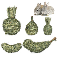 HKM-5940413 Pet Rabbit Stuffy Toys Set - Timothy Grass Chewable Snacks for Guinea Pigs and Small Animals