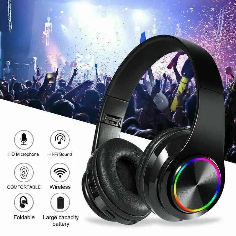 HKM-594067 Wireless Gaming Headset with Foldable Design, Hi-Fi Sound, and Built-In Microphone for Gamers