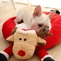 HKM-5941821 Cozy Red Reindeer Round Pet Nest - Plush Polyester and Velvet, 45x40x57cm