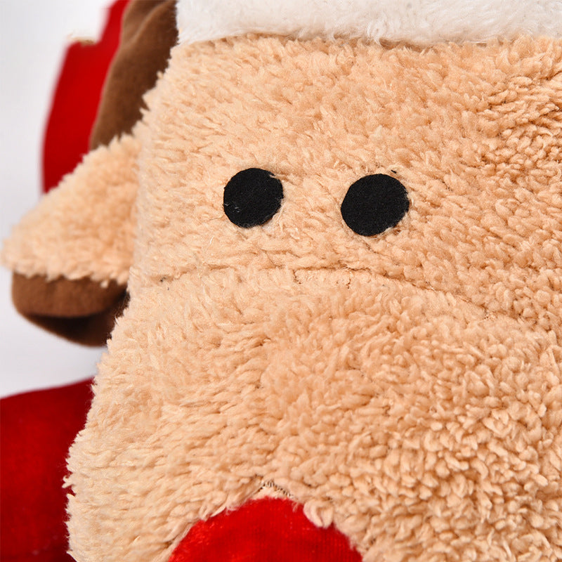 HKM-5941821 Cozy Red Reindeer Round Pet Nest - Plush Polyester and Velvet, 45x40x57cm