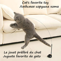 HKM-5942589 Detachable Cat Play Stick with Feathers and Suction Cup Base