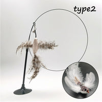 HKM-5942589 Detachable Cat Play Stick with Feathers and Suction Cup Base